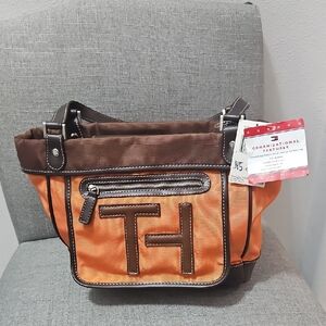 Tommy Hilfiger Orange and Brown Hobo Bag